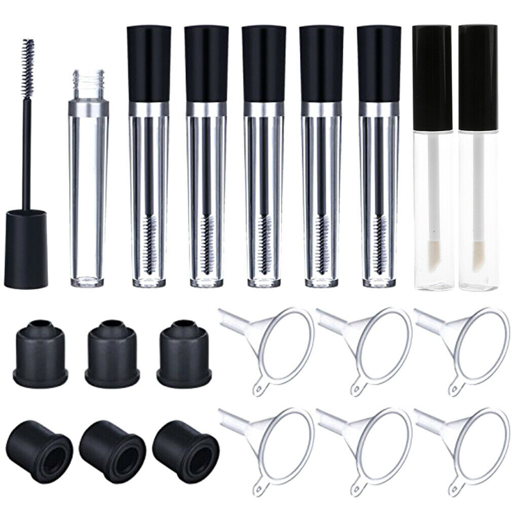 Set 8 Bottles Clear Plastic Mascara  Lip Gloss Empty Tube Vial