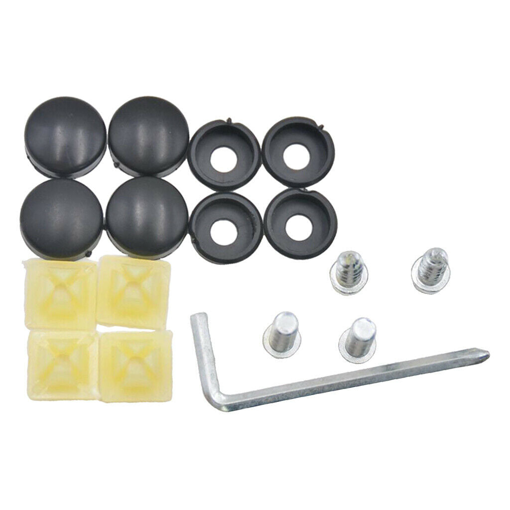Stainless Steel License Plate Frame Screws Fastener And Caps Cover Set Kits