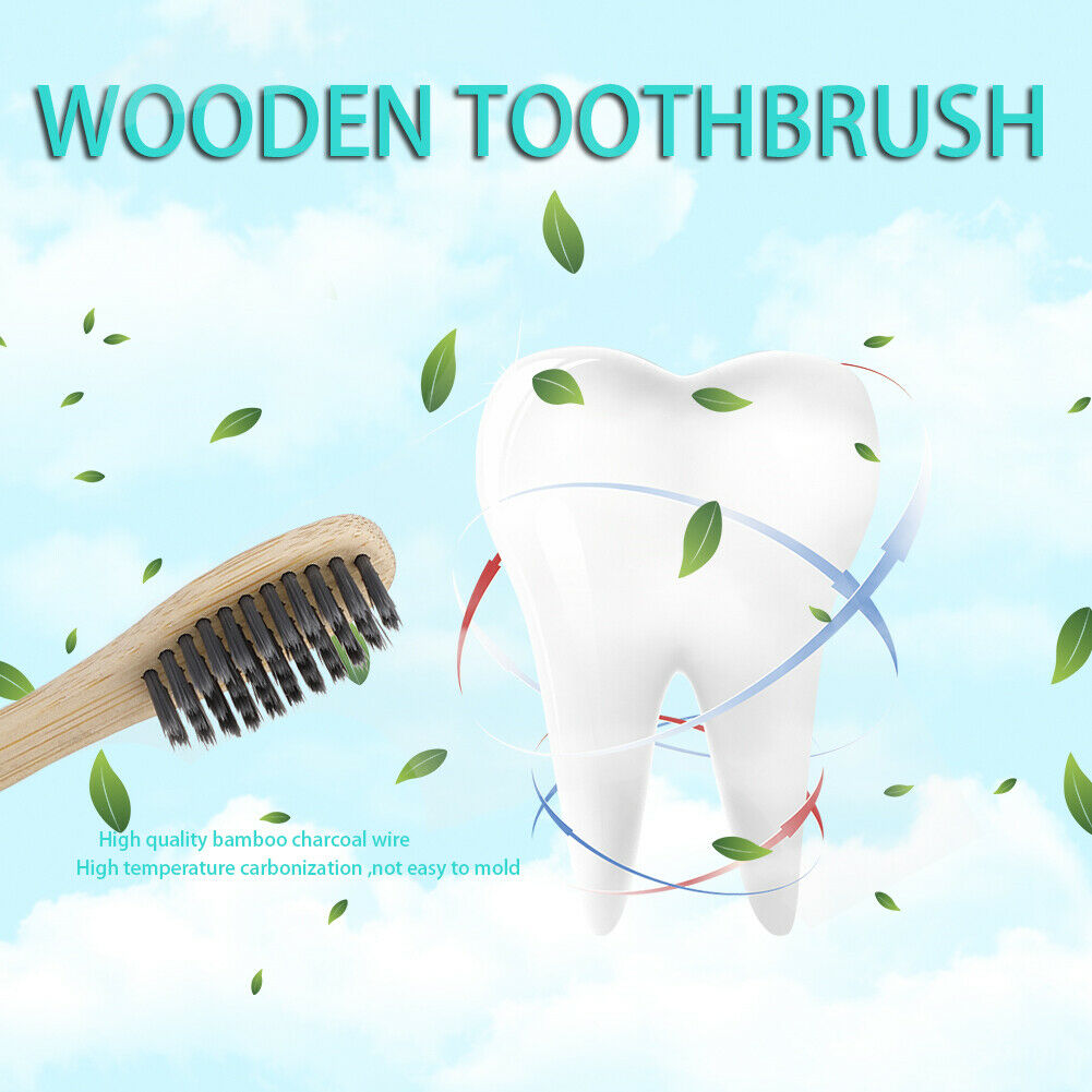 Natural Bamboo Toothbrush BPA Free Color Bristles Pack of 10 Organic Labs