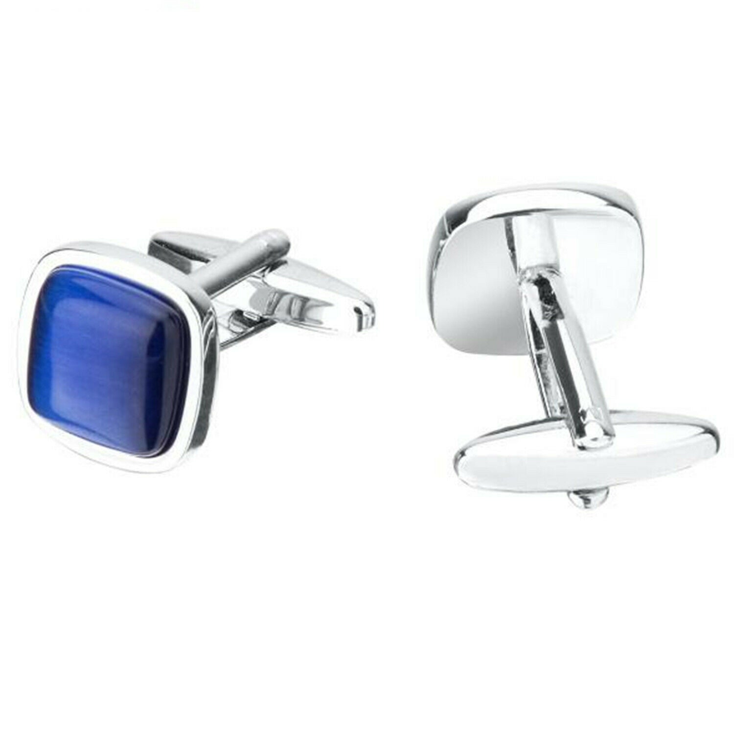 Men Luxury Blue Opal Gem Cufflinks Tuxedo Shirt Studs Brass Cuff Links Wedding