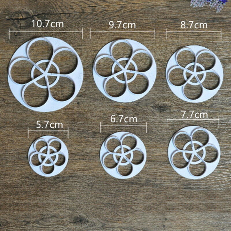 6Pcs Rose Flower Petal Shape Cutters Tools For Cake Sugarcraft Fondant Co.l8