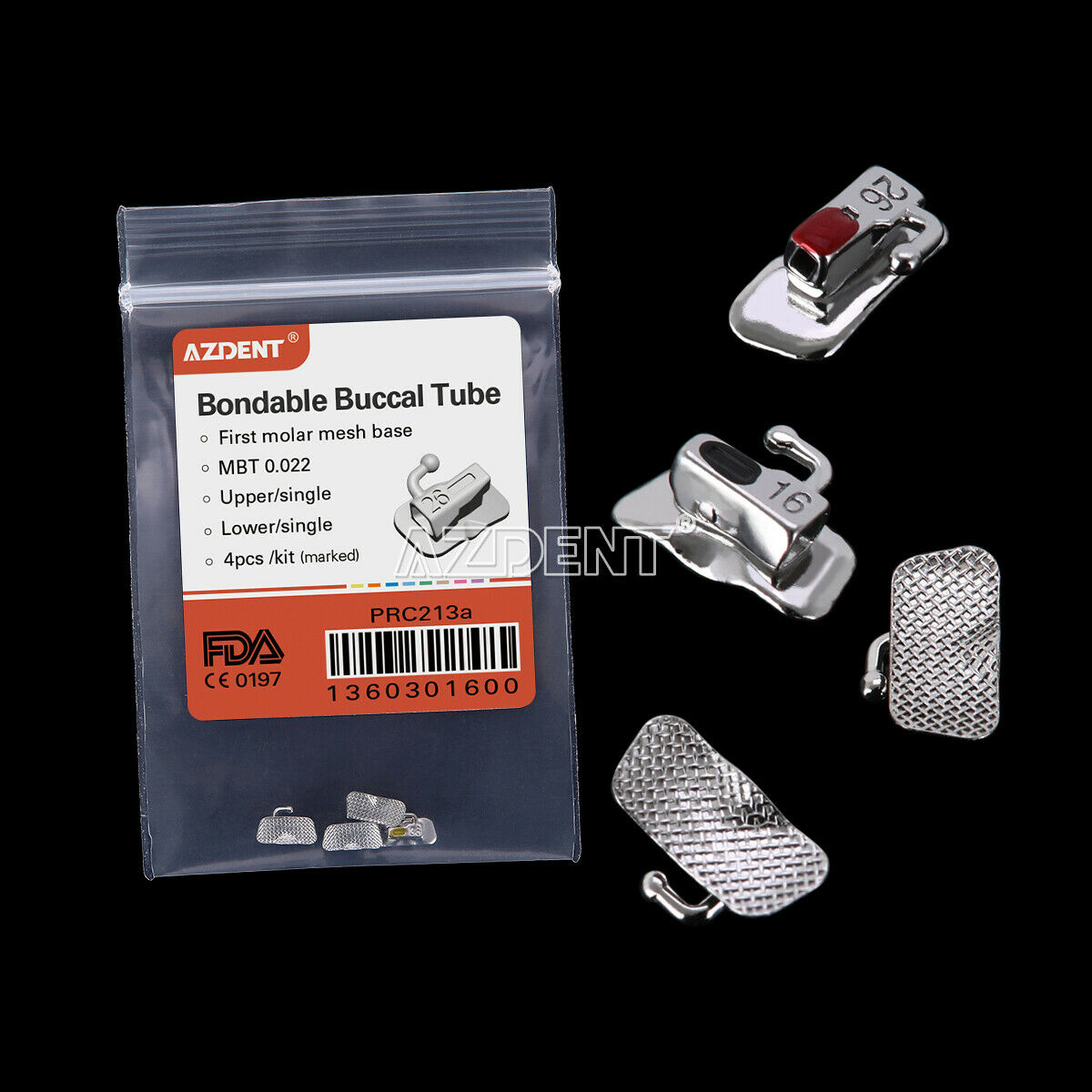 50 X Dental Orthodontic 1st Molar MBT 0.022 Buccal Tube Bondable Non-convertible