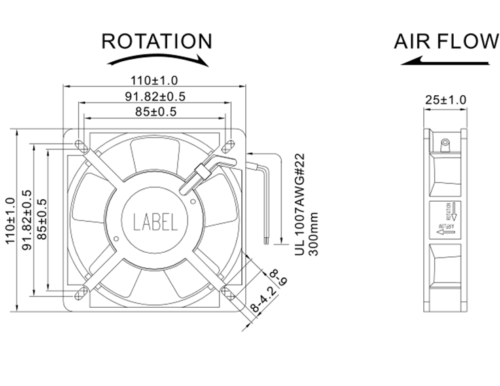 For SNUON SF11025AT P/N2112 HBL Ballbearing cooling fan220～240V110x110x25M2wire