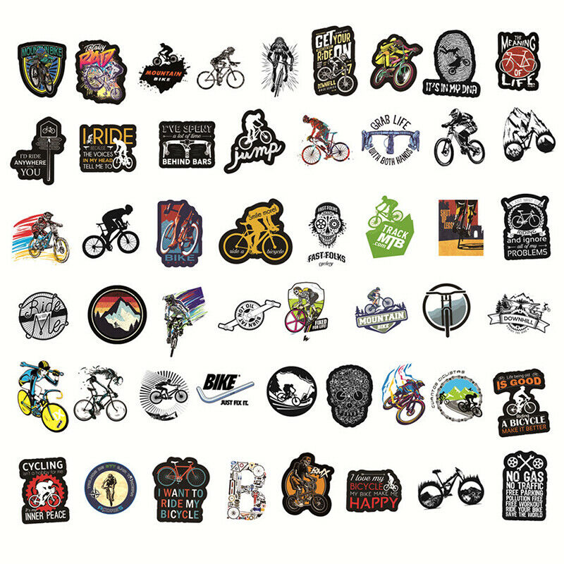 50pcs Mountain Bike Stickers Waterproof DIY Skateboard Laptop MotorcycleW Ac Ad