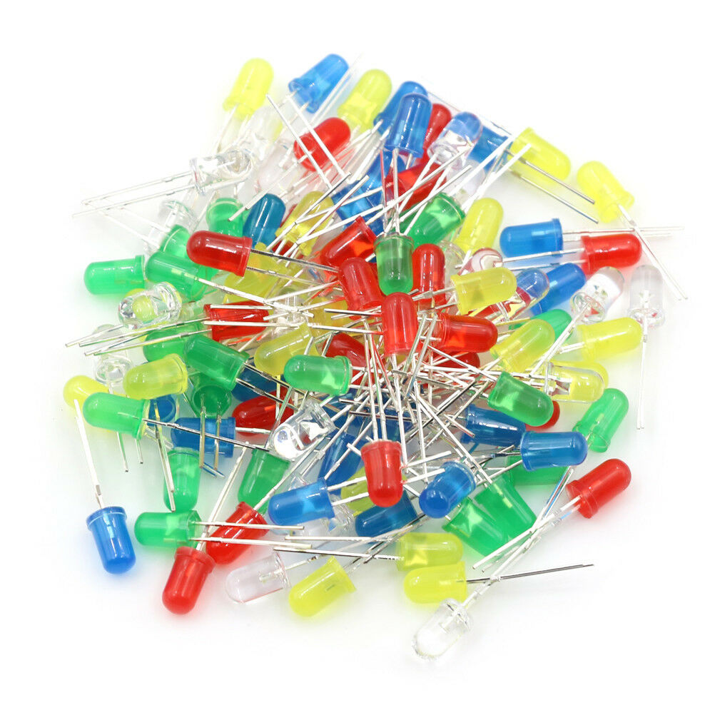 100X/Set 5mm LED Lights Emittings Diodes DC2.5V-3V Red Green White Blue Y.l8