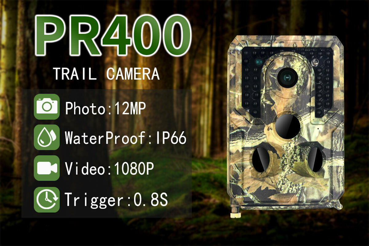 Hunting Trail Camera 12MP 1080P Wildlife Cam Motion Detection Night Vision