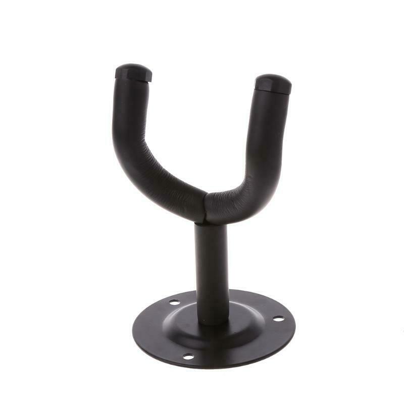 Electric Guitar Round Stand Holder Wall Hanger Rack Ukulele Hook Black Metal