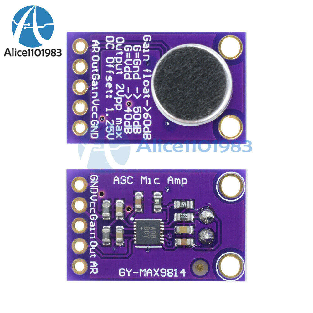 2PCS MAX9814 Microphone AGC Amplifier Board Module Auto Gain Control for Arduino