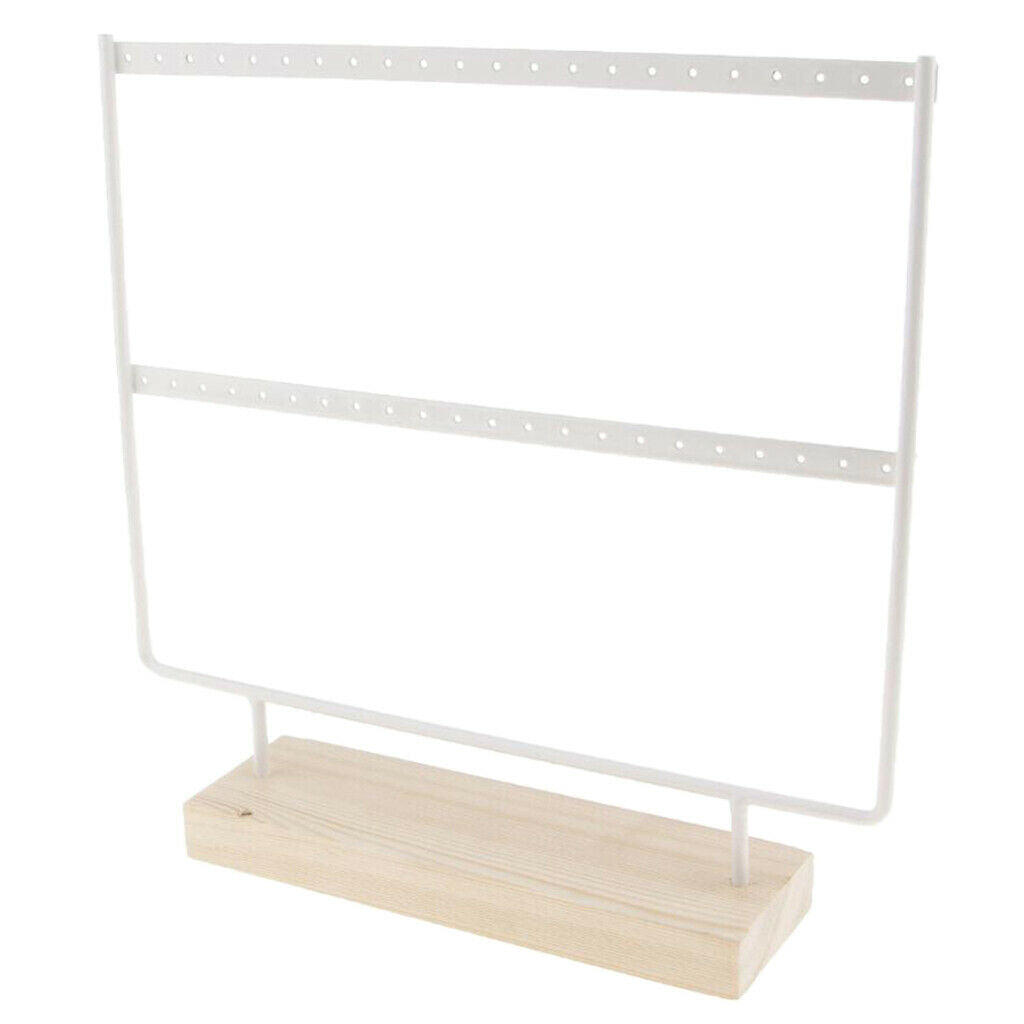 Iron Rack Earrings Rack for Earrings Ring Organizer Wood Base Large White