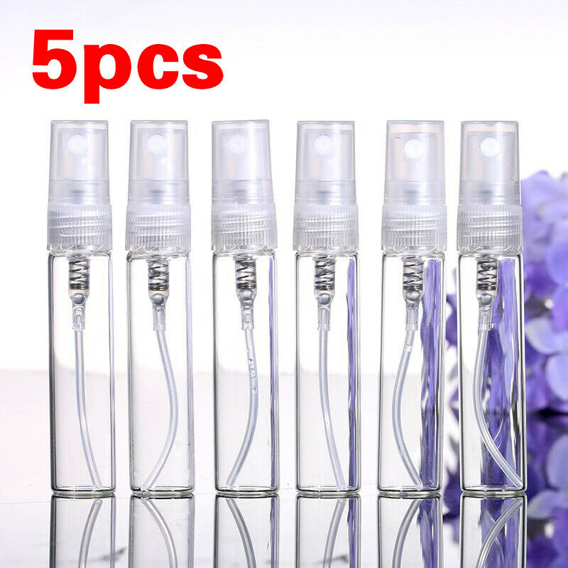 5Pcs 5ml Travel Glass Empty Bottle Refill Perfume Atomizer Pump Scent Spray New