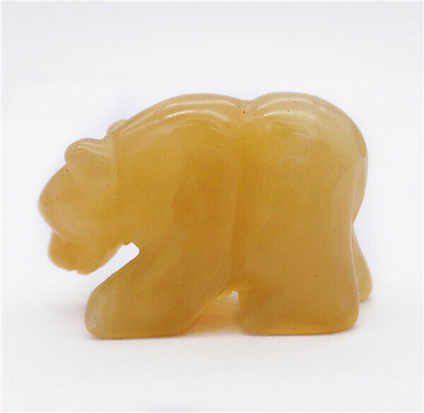 38x23x16mm Natural Yellow Jade Carved Bear Decoration Statue Home Decor HH7749