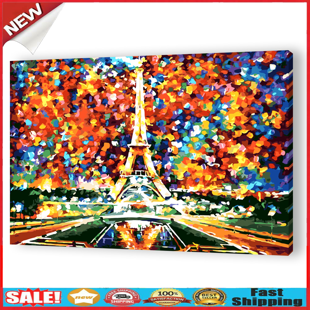 Paint By Numbers Dazzling Eiffel DIY Digital Oil Painting Canvas Picture  @