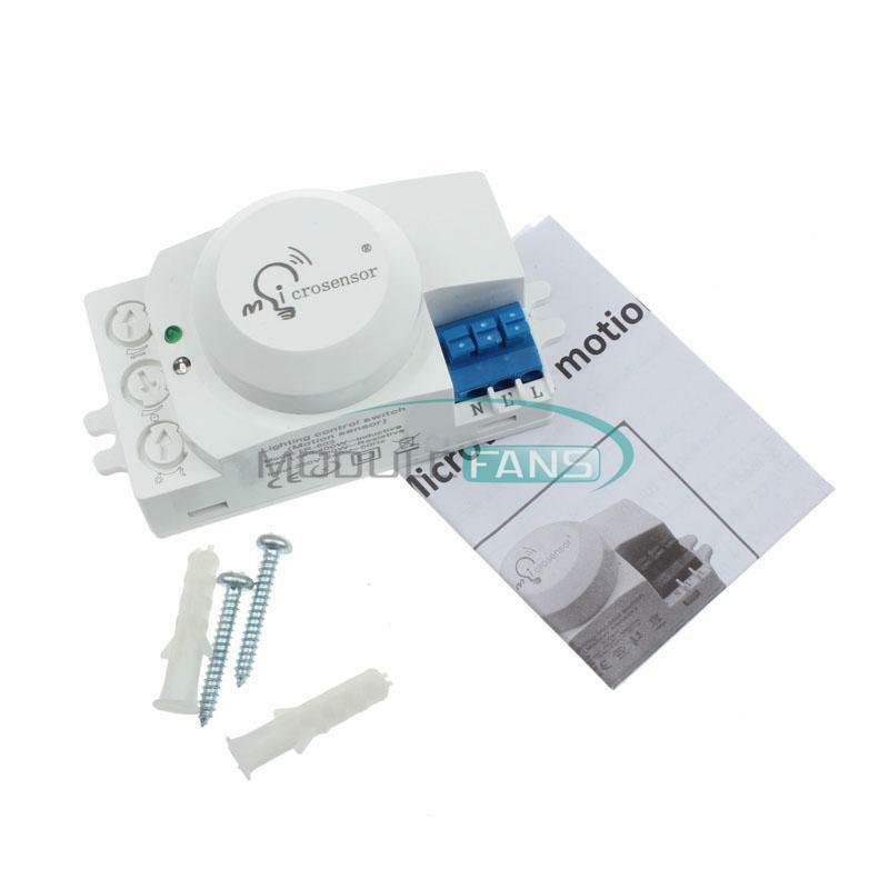 AC 220V-240V 5.8GHz Microwave Movement Motion Detector Sensor Switch For Light