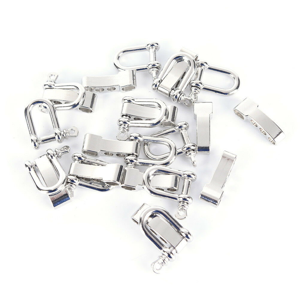 2pcs Stainless Steel U Shaped Shackle Buckle Adjustable Paracord Bracelets.l8
