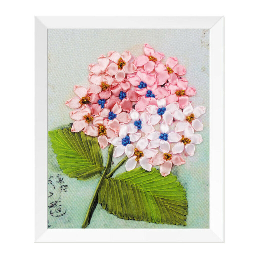 2 Pieces Ribbon Embroidery Kit For Beginner Flower Pattern DIY Home Decor