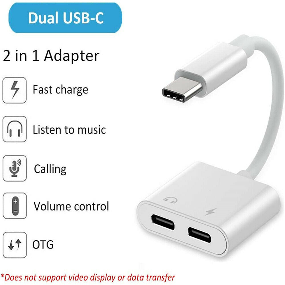 USB C Splitter Audio and Fast Charging,2 in1 USB TypeC Headphone,Charger Adapter