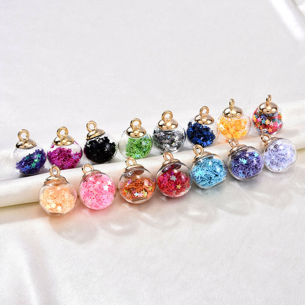 20pc Glass Rhinestones Ball Pendants with Golden Dangle Bail 21x16mm Handcrafts