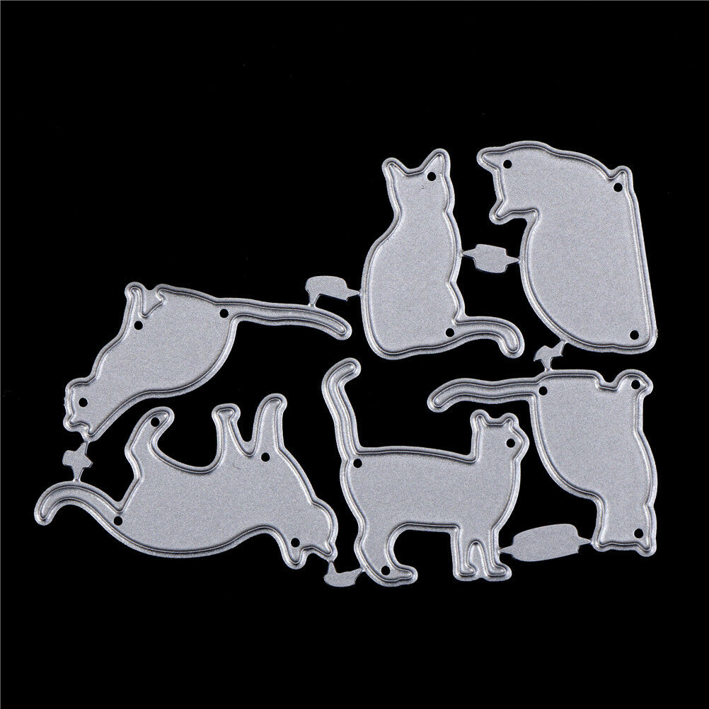6pcs cat metal cutting dies stencil scrapbook paper cards craft embossin.l8
