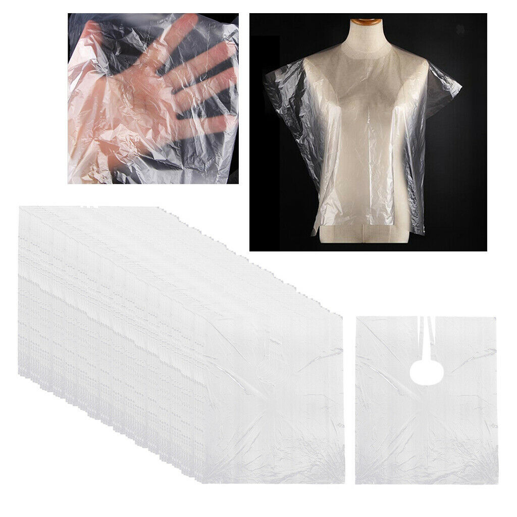 200x PE Disposable Hair Cutting Cape Gown Unisex Hair Cut Capes Apron Gowns