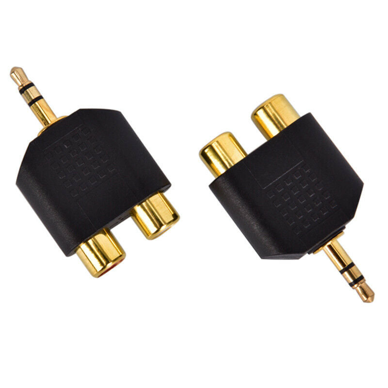 3.5mm Jack to 2 RCA Adaptor Twin Phono Y Splitter Stereo Male to 2 x Female  Lt