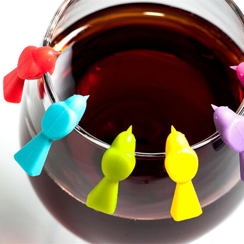 6PCS Silicone Bird Tits Wine Glass Mark Wine Glass Recognizer Cup Disting.l8