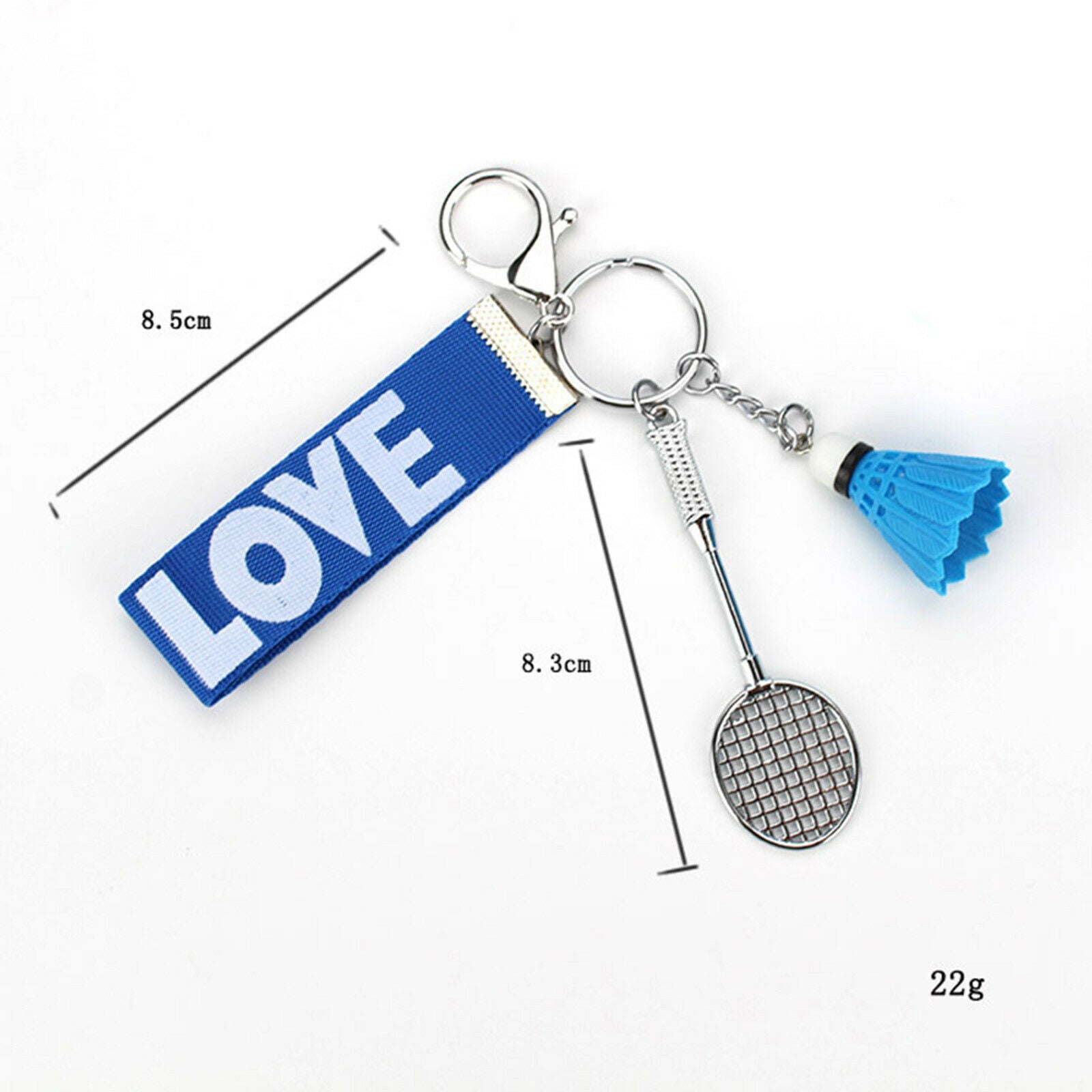 4pcs Mini Badminton Racket Pendant Charm Keyring Metal Key Chain Souvenir