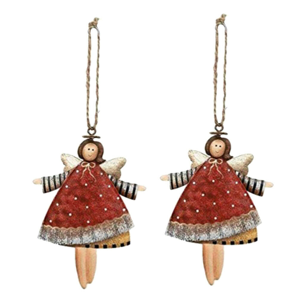 2 Pcs Angel Christmas Tree Hanging Ornaments Xmas Gift Red Home Decoration
