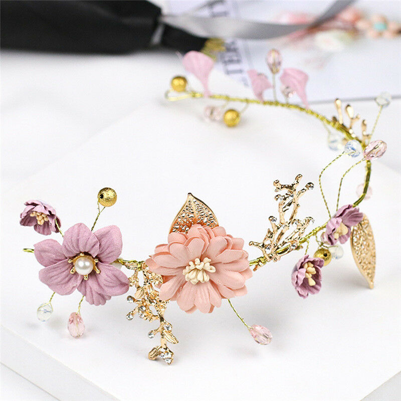 Purple Bride Headdress Handmade Hairband Wedding Bridal Party Hair Decoration Qx