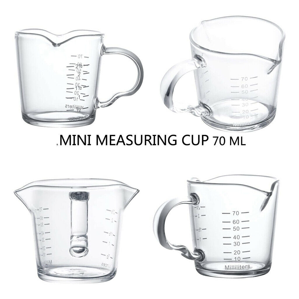 70ml Clear Glass Coffee Mugs Measured Double Spout Tea Cups with Handle