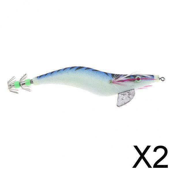 2X 3.5# Squid Jigs Luminous Fishing Lures Artificial Baits Shrimp Blue