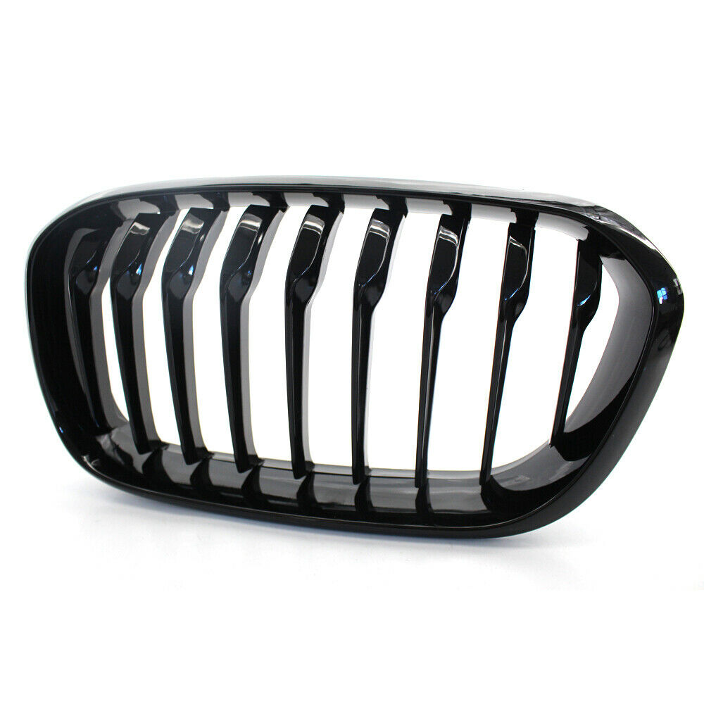 Pair Black Single Slat Front Kidney Grilles Grill For BMW F20/F21 LCI Facelift