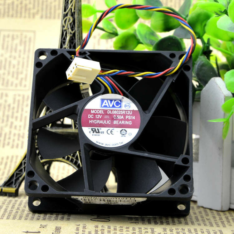 for AVC DL08025R12U 80x80x25mm PWM Chassis Cooling Fan 12V 0.50A 4Wire 4Pin