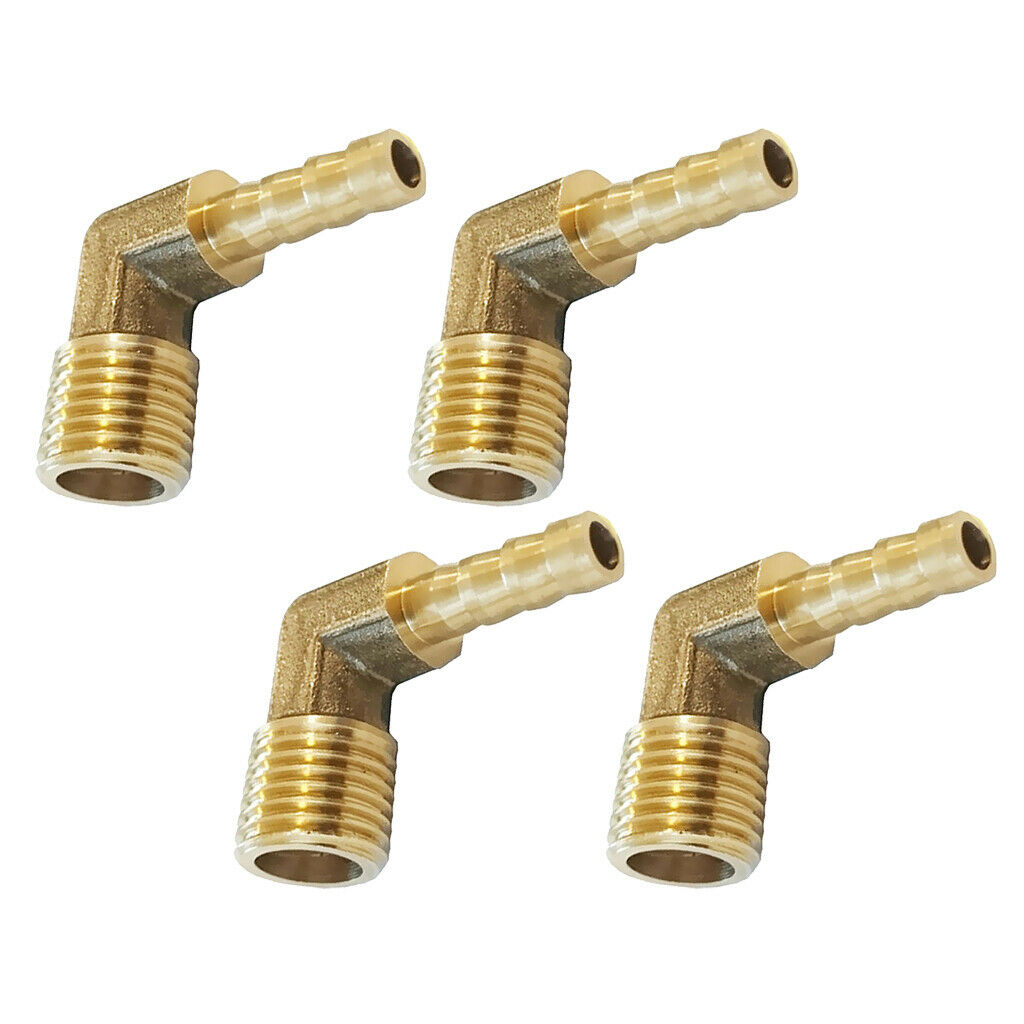 4 Units 90 Degree Male Elbow Barbed Hose Tail Pipe Gas Fittings