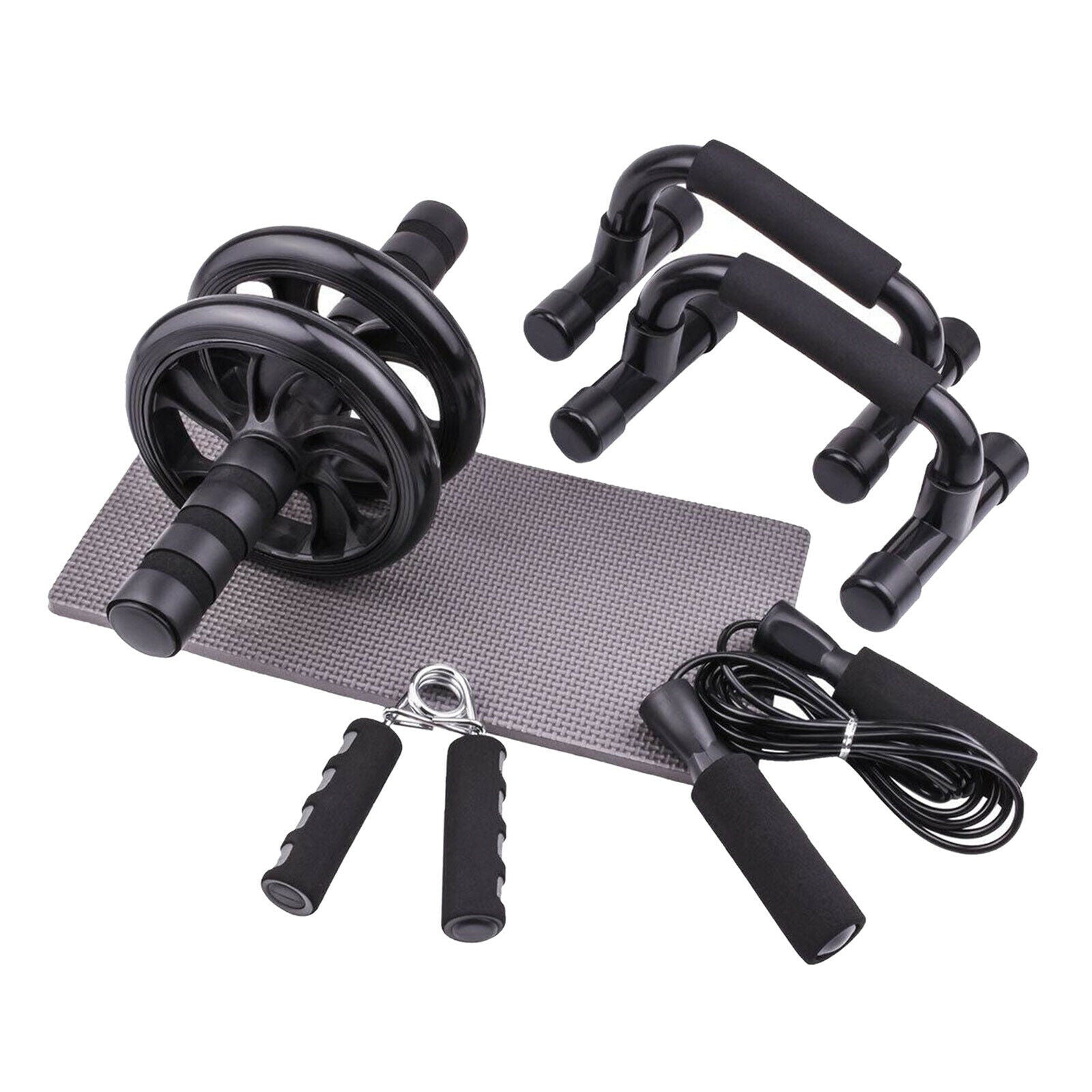 5-in-1 AB Wheel Roller Home Workout Fitness Exercise Equipment Skipping Set