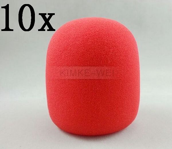 10x Red Handheld Stage Microphone Windscreen Foam Mic Cover Karaoke DJ 65x40mm