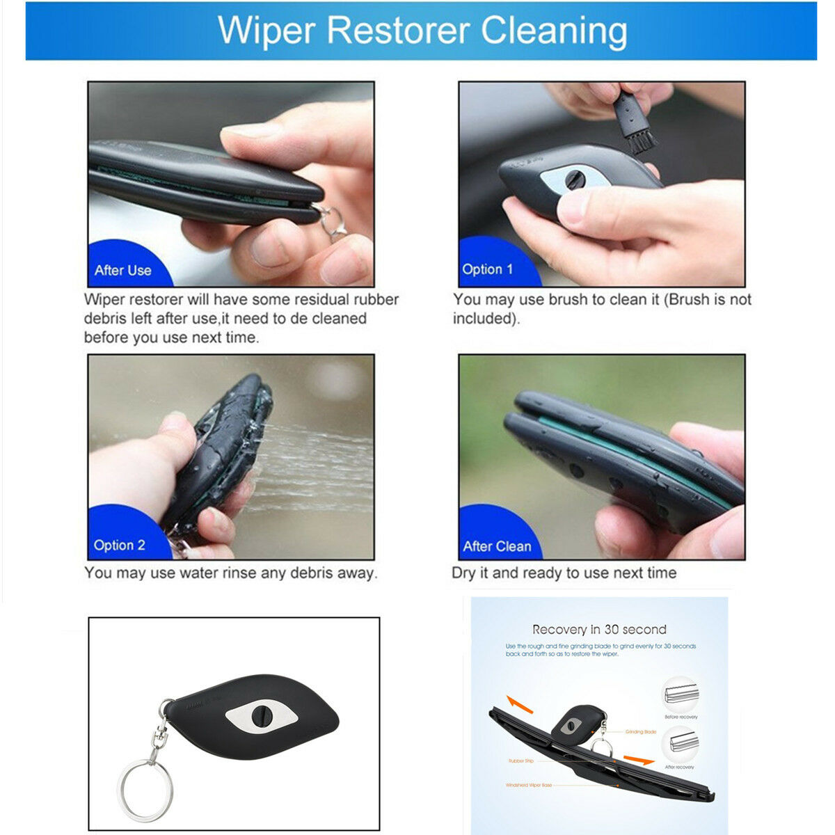 Black Durable Car Windshield Wiper Repair Tool kit Restore Wiper Blade Scratches