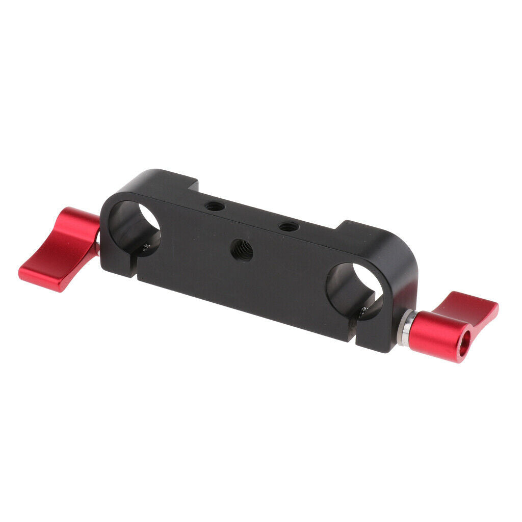 Aluminum Alloy 15mm Double Rod Clamp with 1/4 inch and M5 Female Screw Holes for