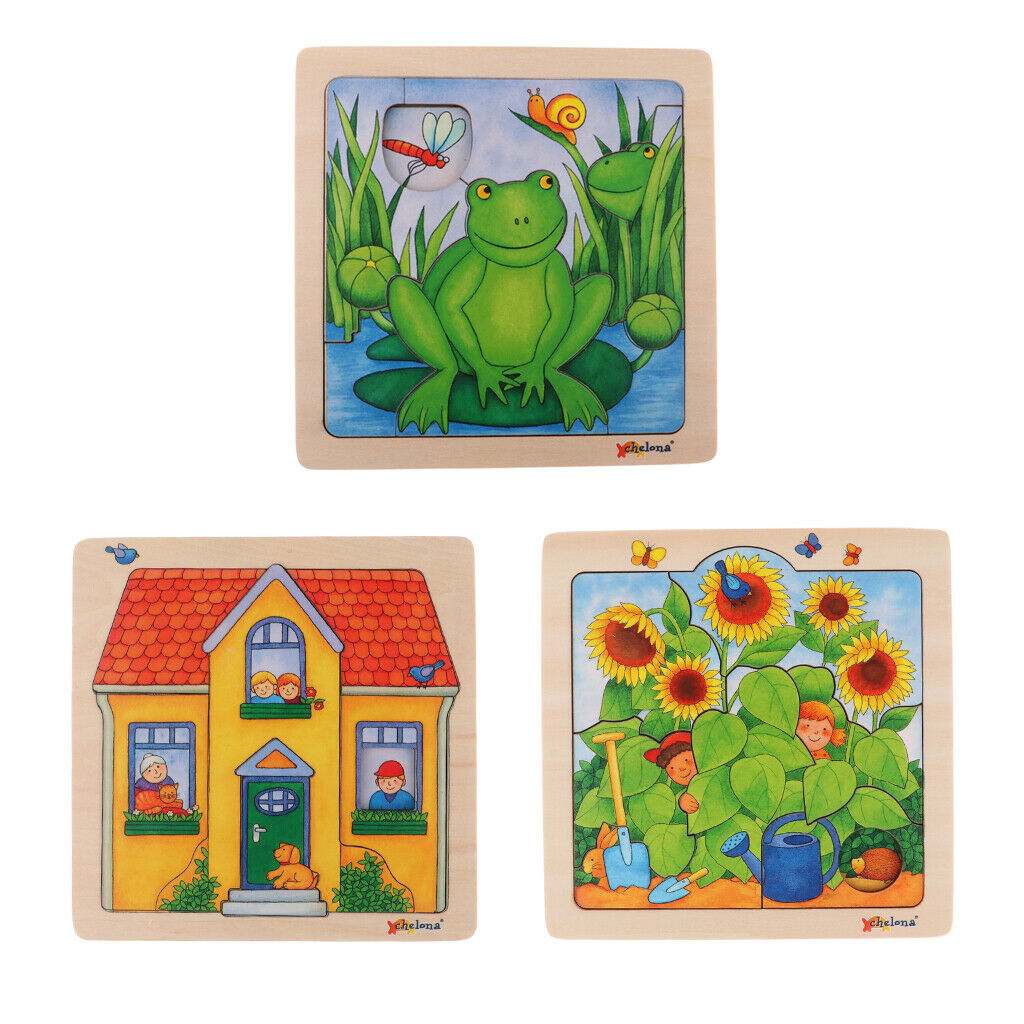 Wooden Kids Puzzle Toys Education Learning Jigswas Toys Gifts Frog