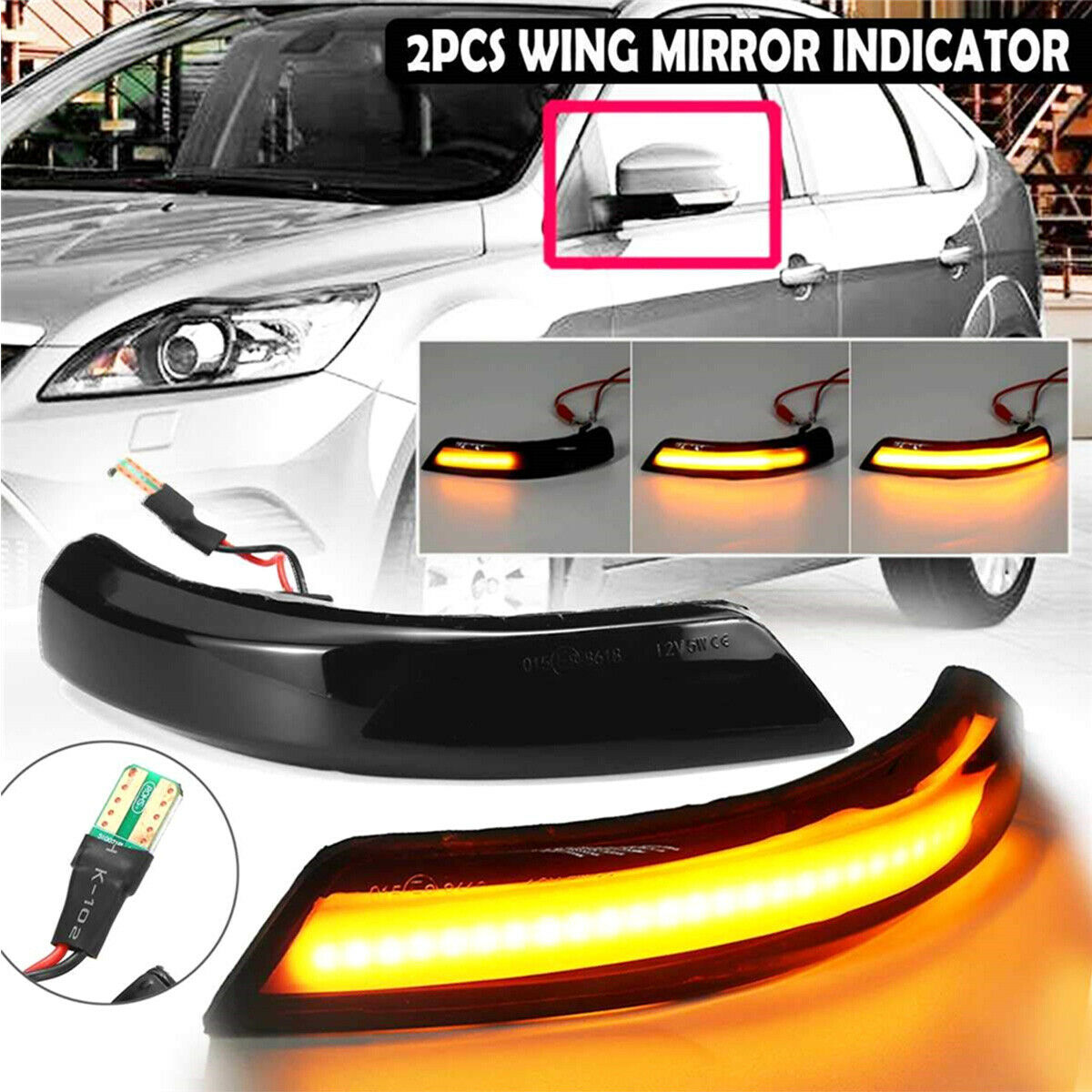 2x LED Sequence Dynamic Turn Signals (Left+Right) For Ford Focus 3 MK3 2011-2018