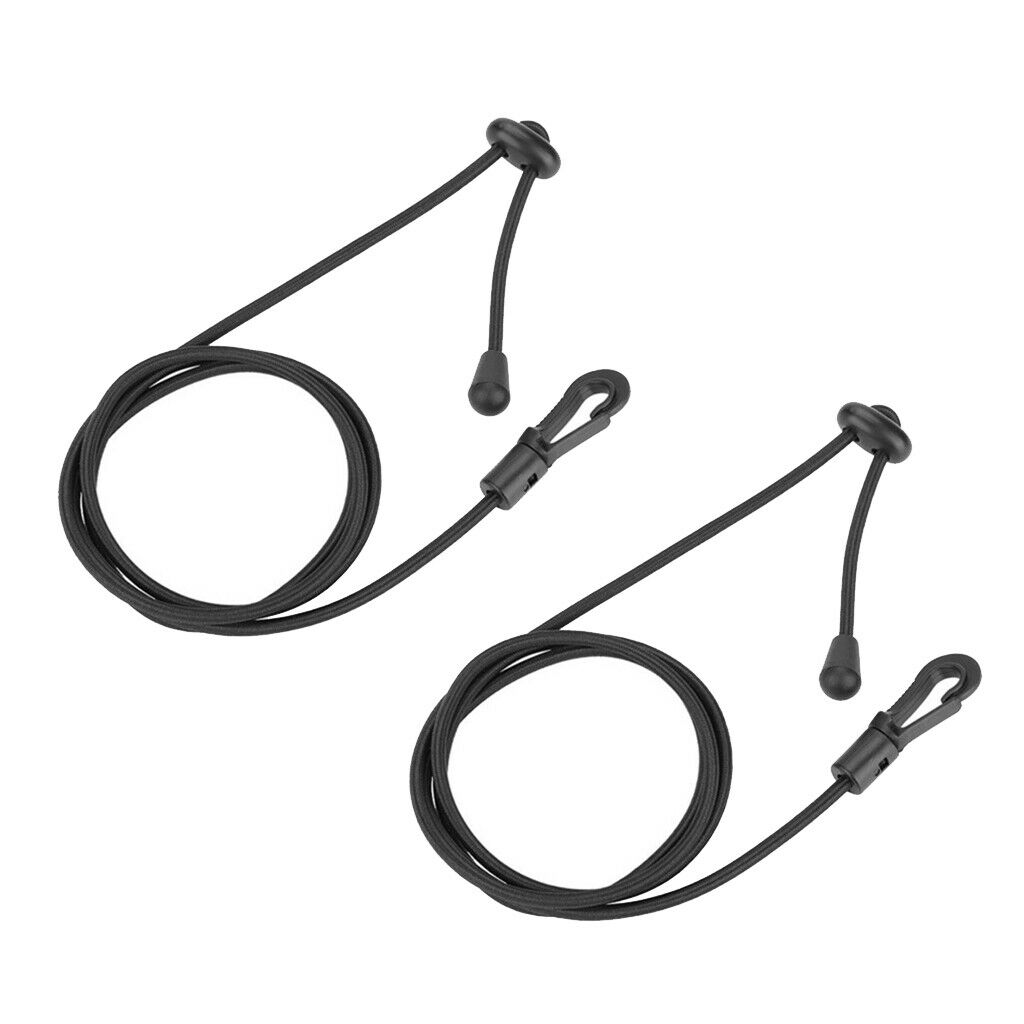 2x Kayak Paddle Leash Safety Lanyard Adjustable Bungee Cord With Snap Hook