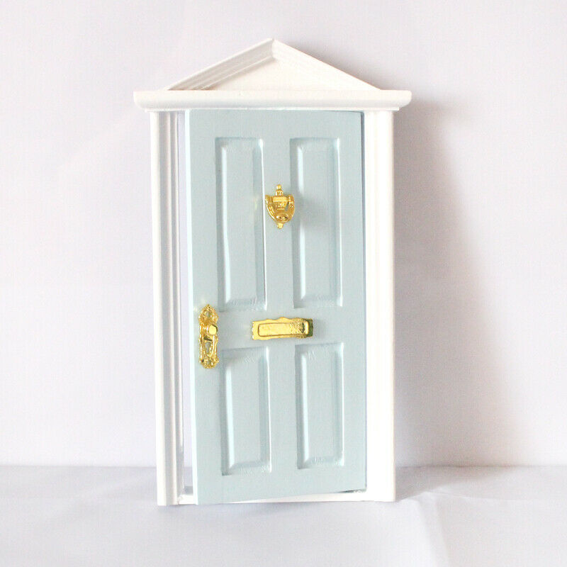 Blue Wooden Mailbox Steepletop Door with 1/12 Hardware