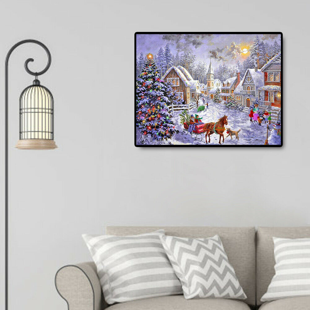 40x30cm Oil Painting By Numbers Christmas Snow Street DIY Drawing No Frame @