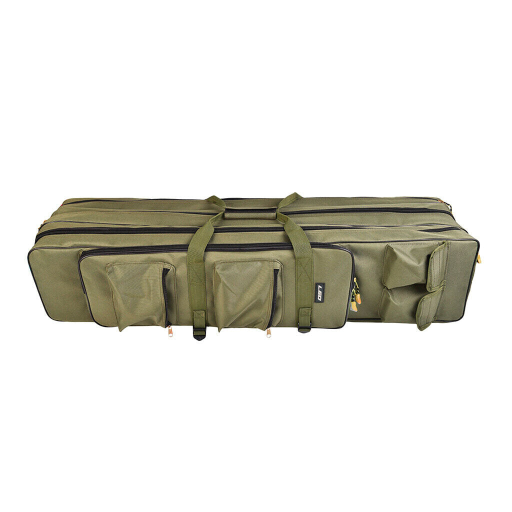 3 Layer Fishing Rod Carrier Reel Case Bag Tools Organizer Traveling Holder L