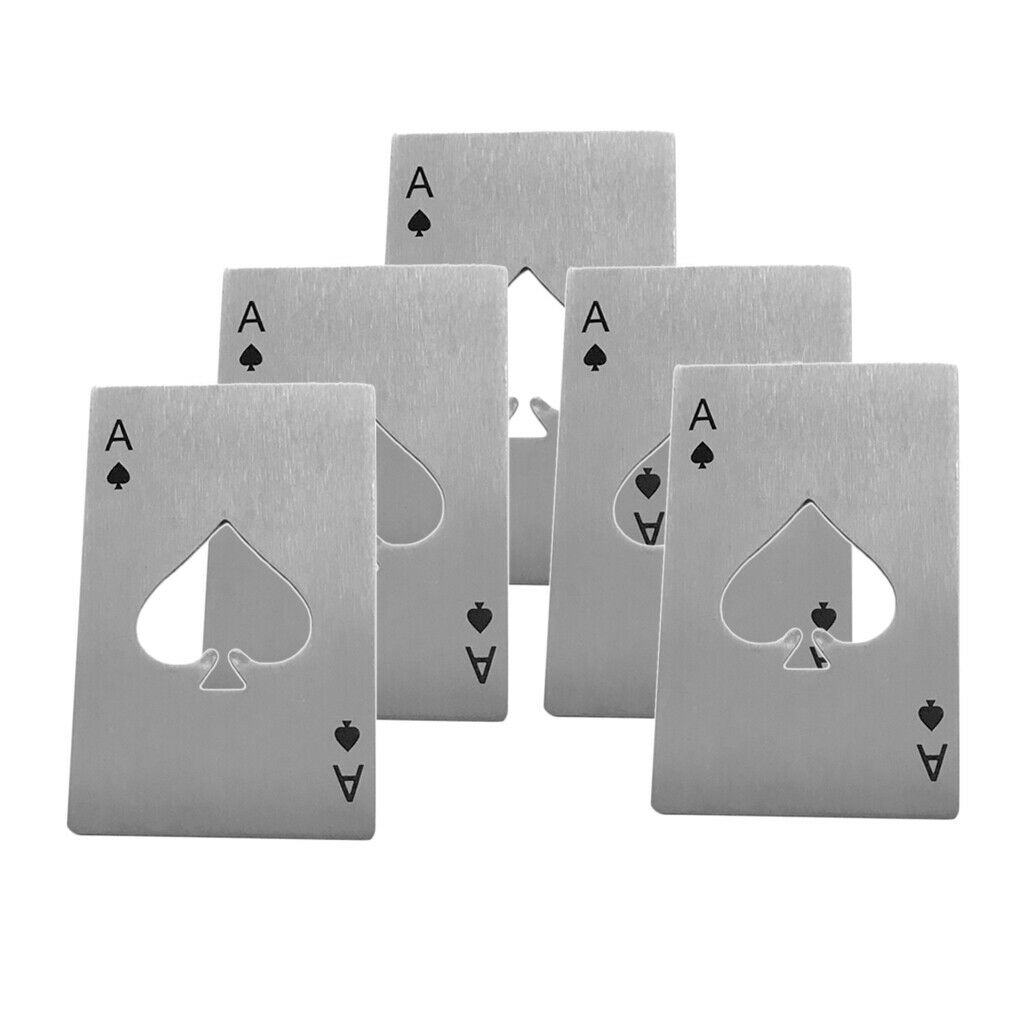 5 Pcs Durable Poker Card Ace of Spades Bar Soda Cover Opener Tools Gifts