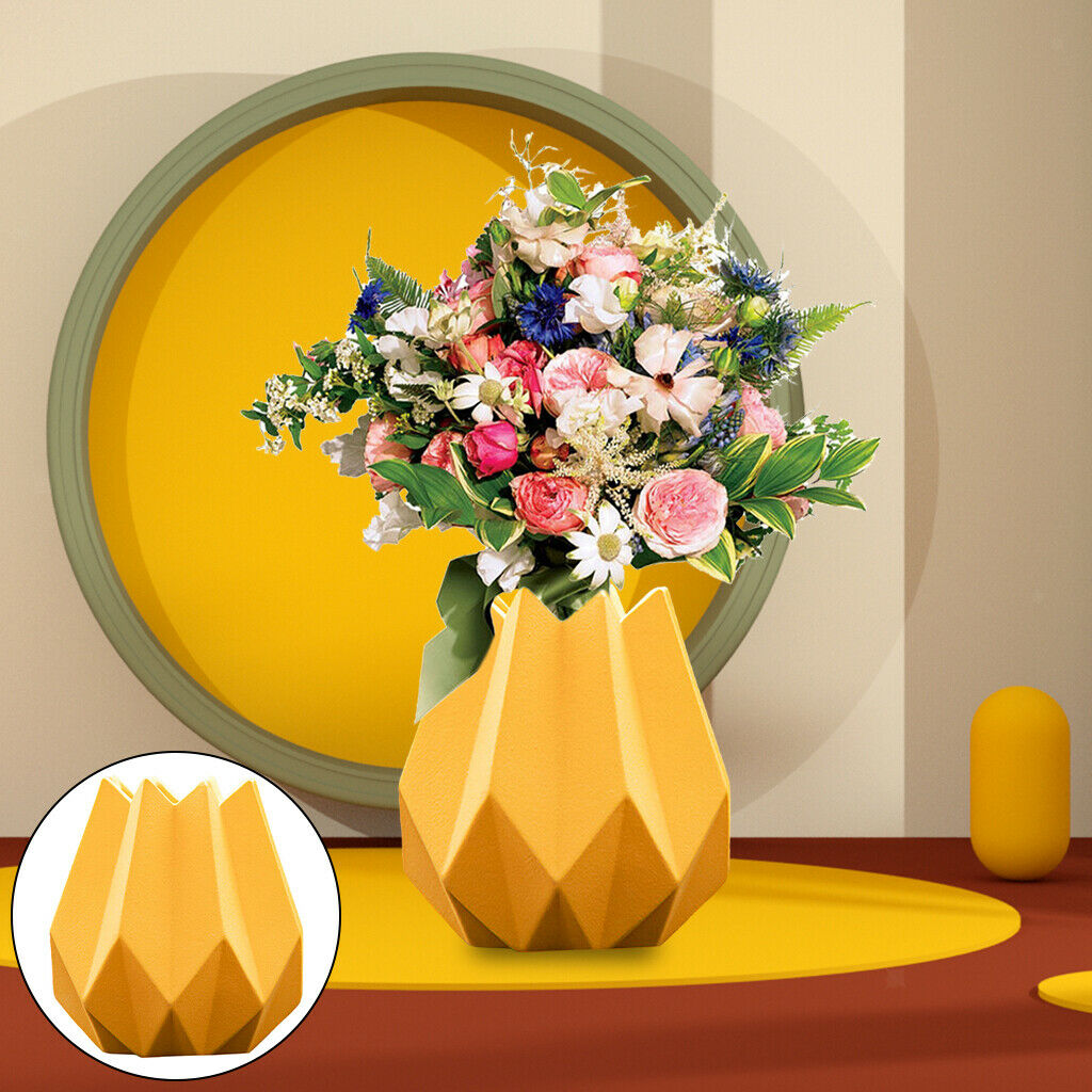 Imitation Origami Ceramic Flower Vase Furnishing Home Desktop Decor Yellow