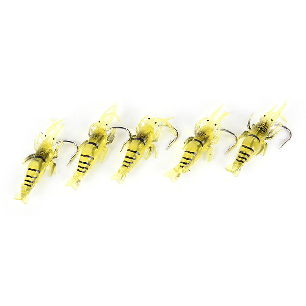 5x Shrimp Lures Soft Squid Jigs Lake Worm Prawn Fishing Lures Artificial B.l8