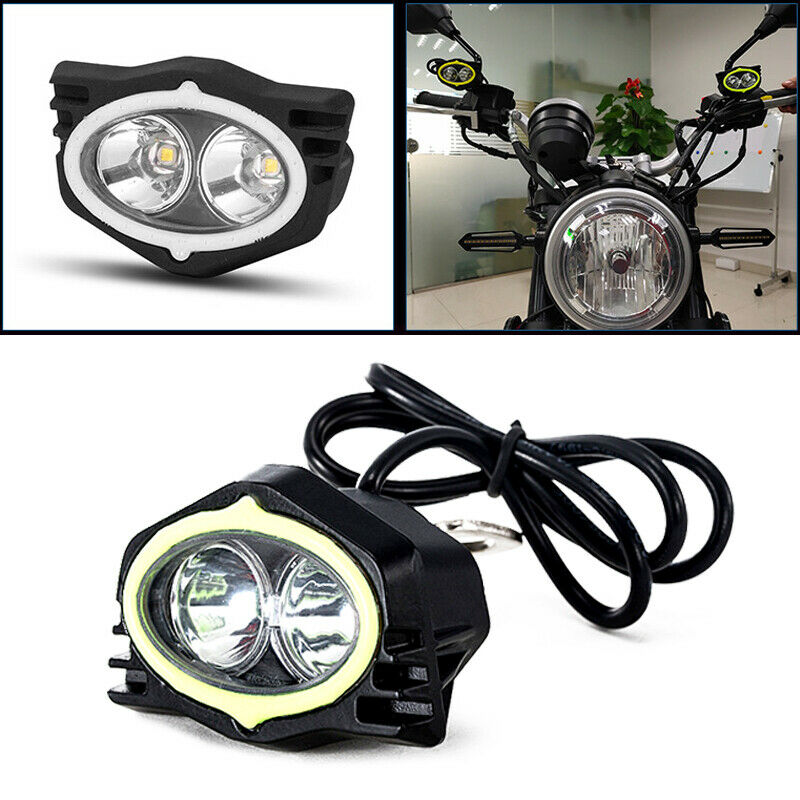 2PCS 6500K Motorcycle LED Spotlight Rearview Mirror Lighting Beam Driving Lamp
