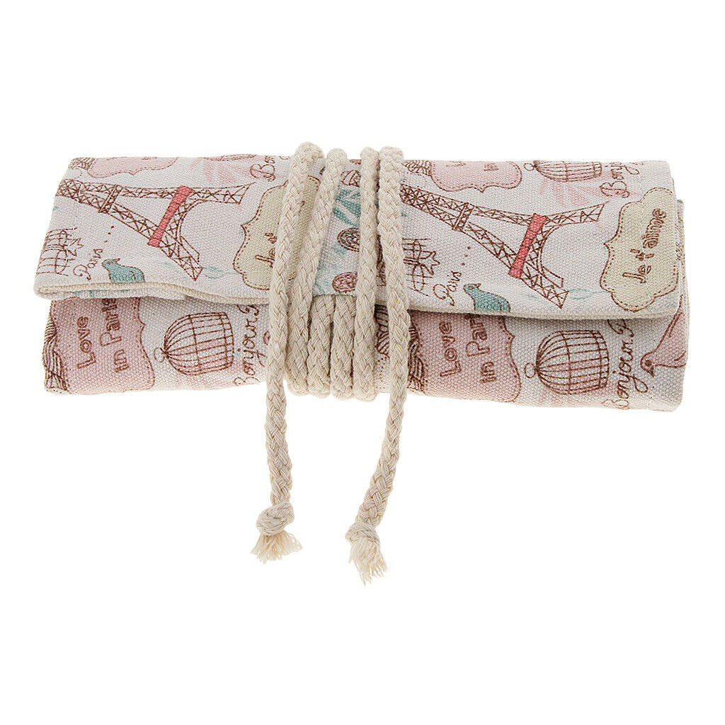 36 holes canvas roll up pencil bag pen holder holder brush