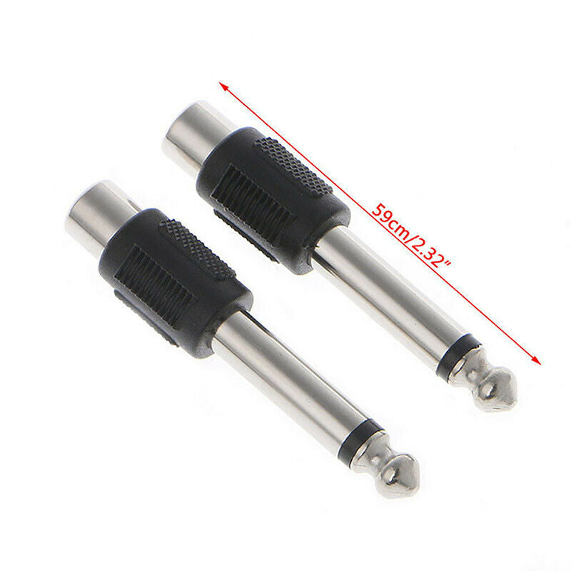 10 Pcs RCA Female Jack To 6.35mm 1/4" Male Mono Plug Audio Adapter Connect.DD