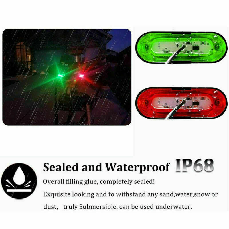 2x Red Green LED Boat Navigation Light Deck Waterproof Bow Pontoon Lights 12V